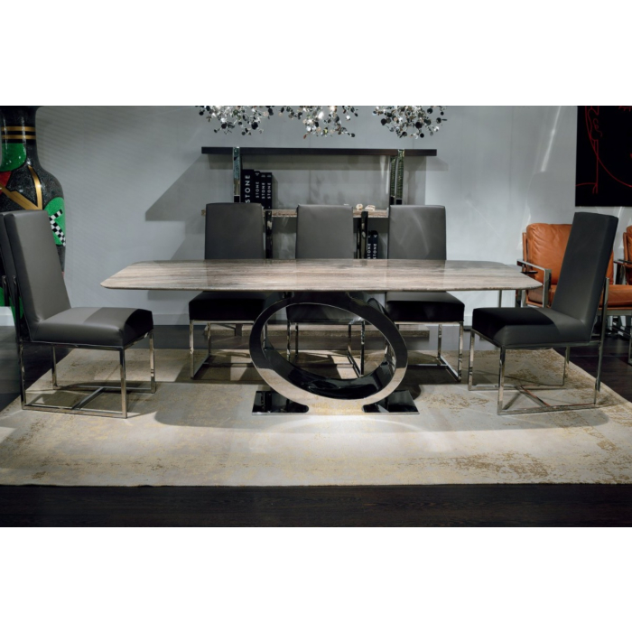 Stone International Eye Dining Table with Thin Beveled Edge Top