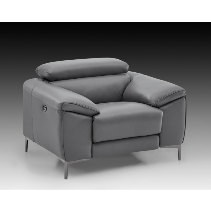 Lucca Leather Armchair with Power Recliner | Creative Furniture-Steel Gray Leather HTL