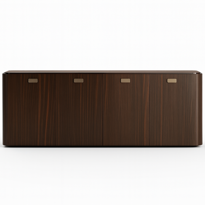 ALF Appia 4-Door Buffet – Italian Modern Display Cabinet in Matte Espresso & Termocotto Oak main product photo