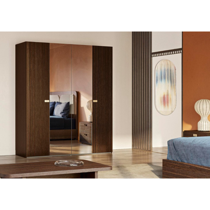 ALF Appia 4-Door Wardrobe – Italian Modern Wardrobe in Matte Espresso & Termocotto Oak main product photo