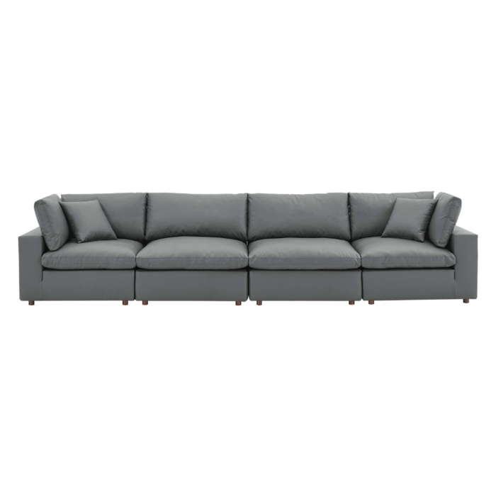 Modway Commix Down Filled Overstuffed Vegan Leather 4 Seater Sofa