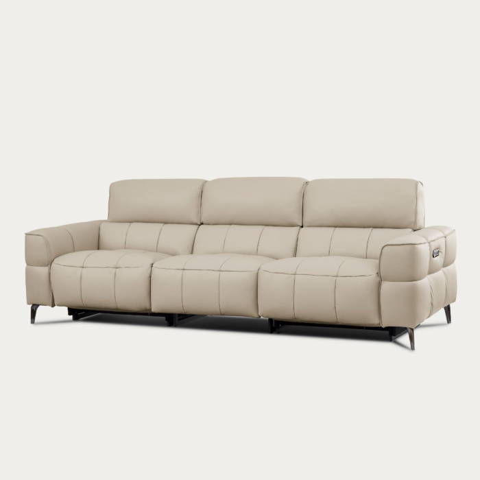 Cubo Sofa with Two Recliners – Oatmeal Leather | Creative Furniture main product photo