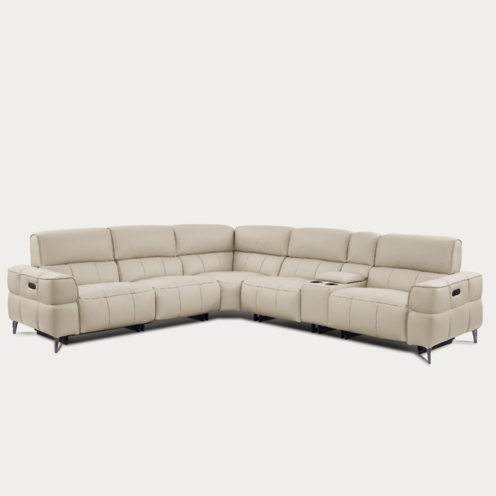 Cubo 6-Piece Sectional Sofa with Recliners, Oatmeal Split Leather | Creative Furniture main product photo