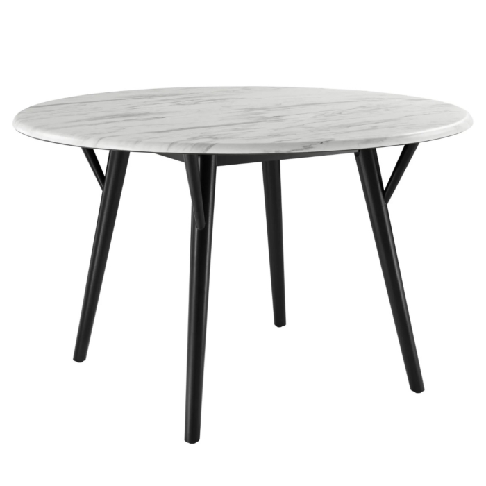 Modway Gallant 50" Round Performance Artificial Marble Dining Table Black White main product photo