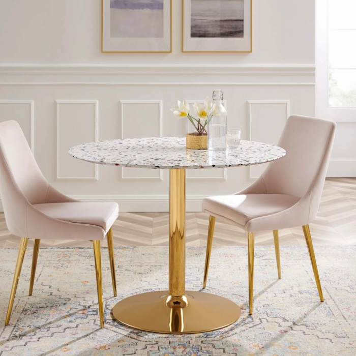 Terrazzo round dining table discount