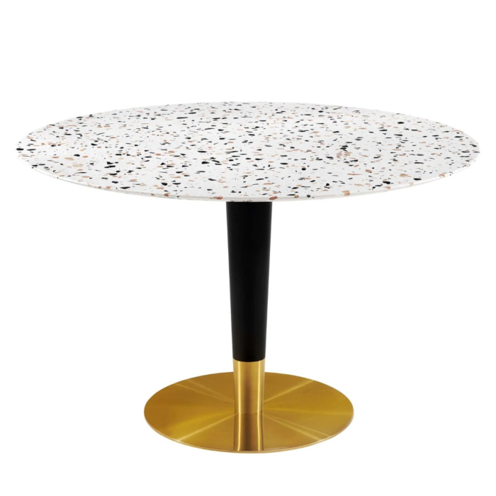 Modway Zinque 47" Round Terrazzo Dining Table Gold White main product photo