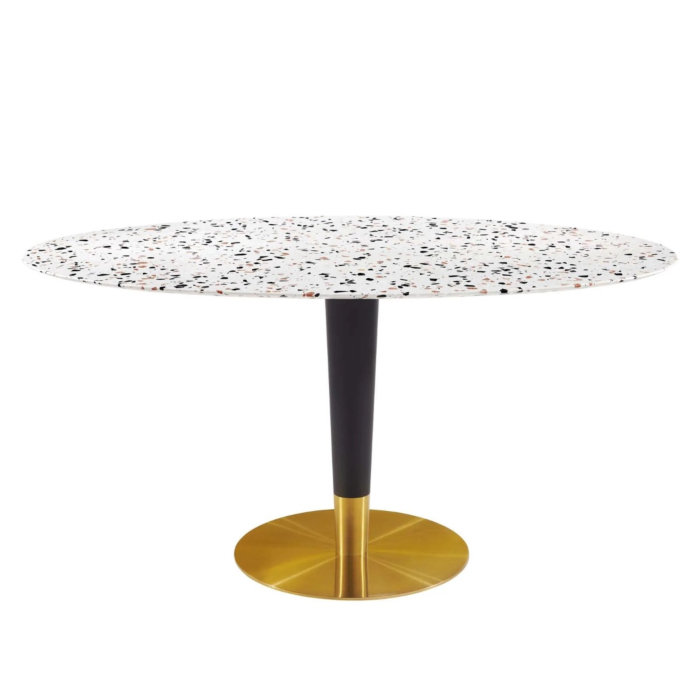 Modway Zinque 60" Oval Terrazzo Dining Table Gold White main product photo