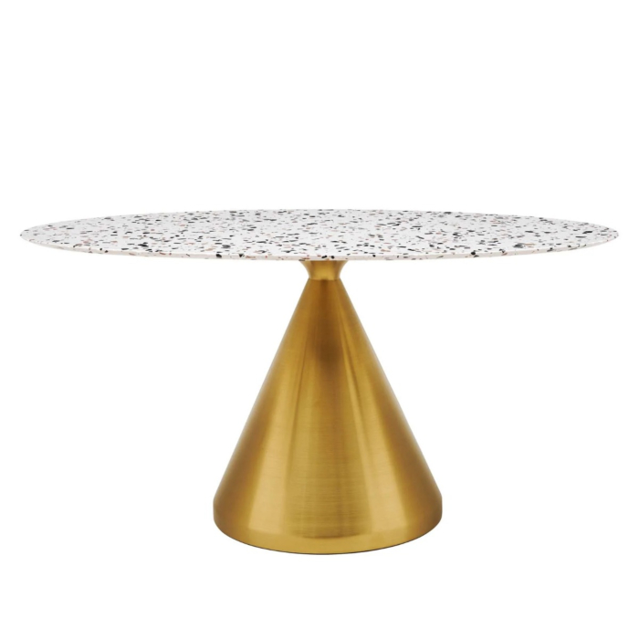 Modway Tupelo 60" Oval Terrazzo Dining Table Gold White main product photo