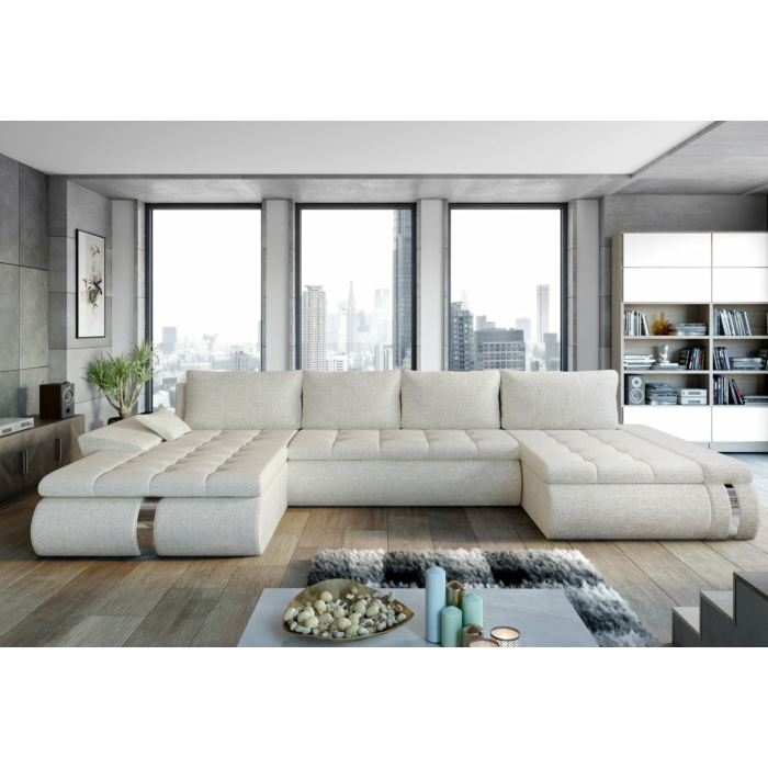 Cortex Fado Lux Sleeper Sectional Sofa, White Fabric main product photo