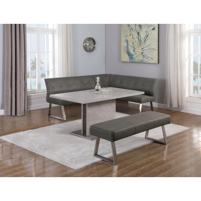 Chintaly Kalinda 3 Piece Contemporary Dining Set with Extendable Table, Nook & Bench