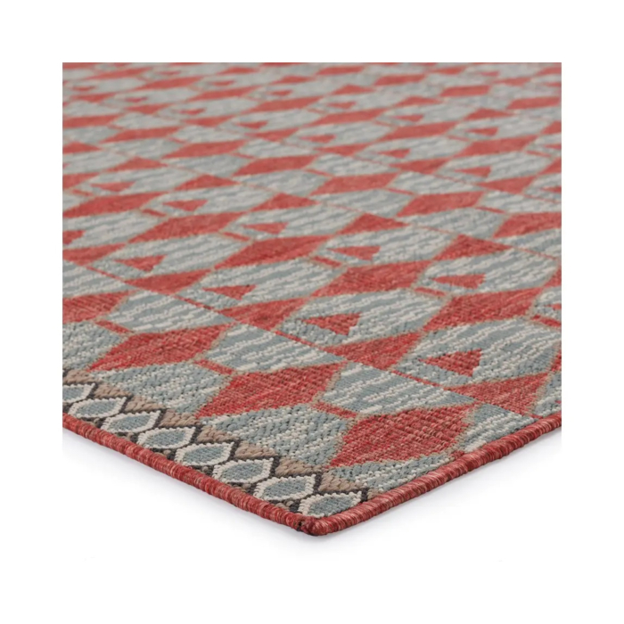 Vibe by Jaipur Living Maji Indoor/ Outdoor Geometric Red Sea Green Area Rug main product photo