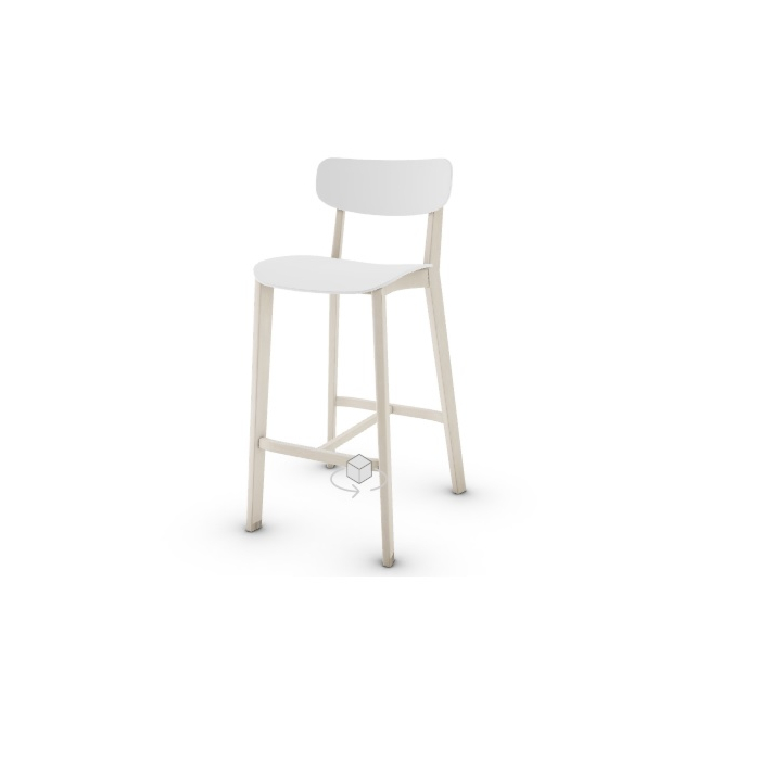 Calligaris Cream Stool With Polypropylene Seat And Backrest And Wooden Base main product photo