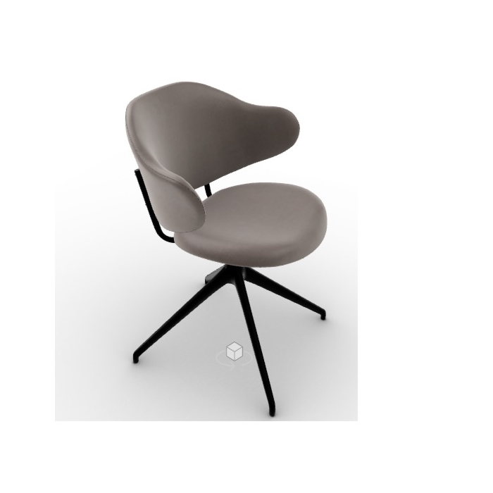 Calligaris holly Upholstered armchair with swivelling and self returning mechanism and aluminum base
