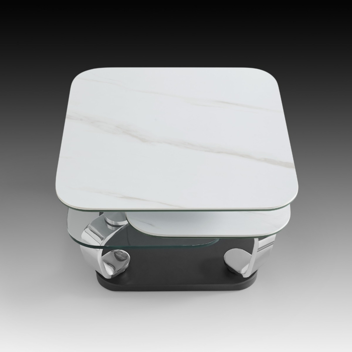 Quattro Rotating Coffee Table, White Ceramic | Creative Furniture main product photo