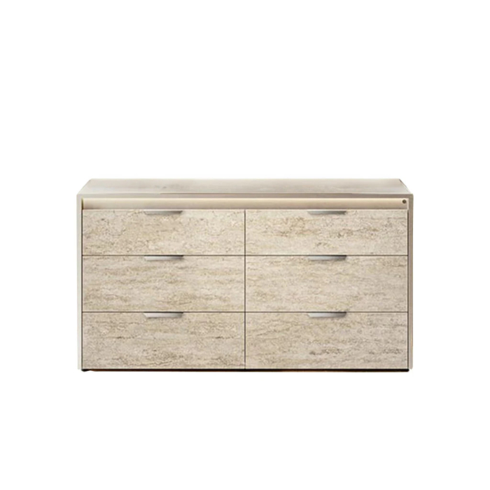 ALF Tullia 6-Drawer Dresser – Travertine Eco-Stone & Champagne High Gloss main product photo