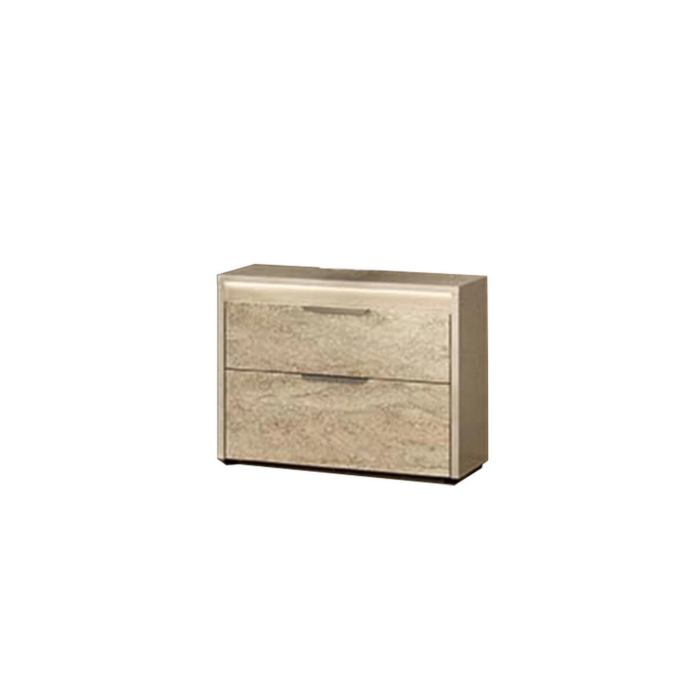 ALF Tullia Nightstand – Travertine Eco-Stone & Champagne High Gloss main product photo
