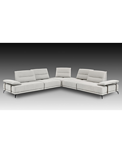 Eleganto 5 pc Sectional with Power Motion Backrests, Silver Gray Fabric