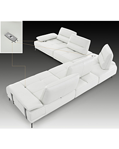 Eleganto 5 pc Sectional with Power Motion Backrests, Alabaster Leather
