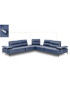 Eleganto 5 pc Sectional with Power Motion Backrests, Dark Denim Leather
