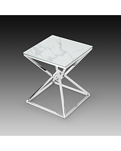 Pyramid End Table, Ceramic White Gloss | Creative Furniture