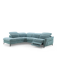 Swan Fabric Sectional with Two Recliners, Dusty Teal | Creative Furniture