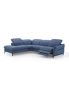 Swan Fabric Sectional with Two Recliners, Denim Blue| Creative Furniture