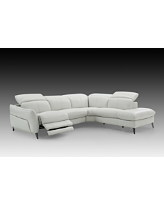 Swan Leather Sectional with Two Recliners, Frost | Creative Furniture