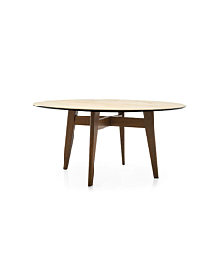 Calligaris Abrey 4127- FD140 table with round fixed top and wooden legs | Quick Ship