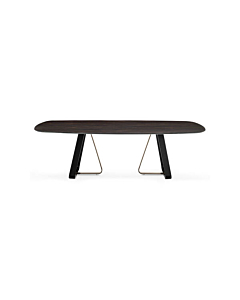 Calligaris Sunshine 4128-FS200 modern table with elliptical top and metal base | Made to Order