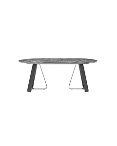 Calligaris Sunshine 4128-FE200 modern table with oval top and metal base | Made to Order