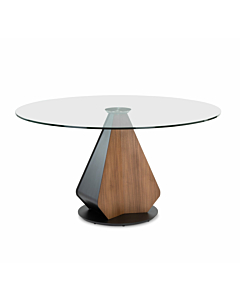 Elite Modern Gea Round Dining Table with Glass Top