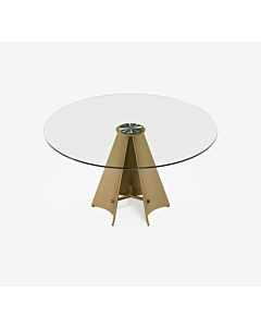 Elite Modern Pinnacle Round Dining Table with Glass Top