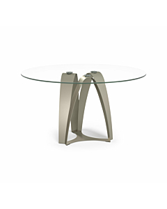 Elite Modern Duomo Round Dining Table with Glass Top