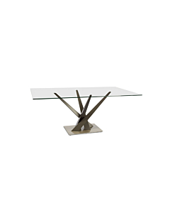 Elite Modern 60" Crystal Dining Table, Champagne Plated