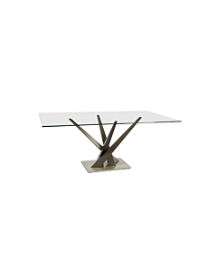 Elite Modern 74" Crystal Dining Table, Powder Plated Finish