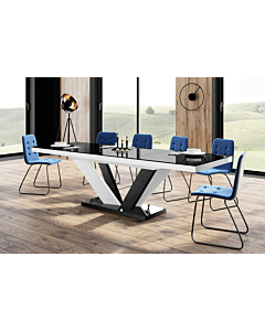 Cortex Aviv Extendable Dining Table, Black-White High Gloss