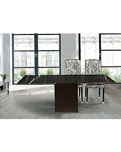 Stone International Espresso Dining Table with Thin Beveled Edge