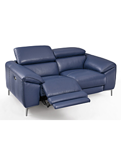 Lucca Leather Loveseat with Power Recliners | Creative Furniture-Denim Blue HTL