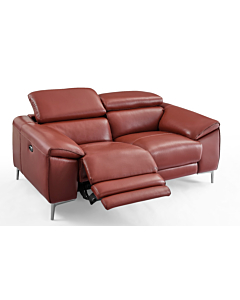 Lucca Leather Loveseat with Power Recliners | Creative Furniture-Rustic Red Leather HTL