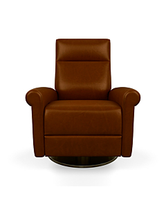 American Leather Ada Recliner, Mont Blanc Leather Upholstered-AL-G-Mont Blanc Caramel Leather-Natural Walnut