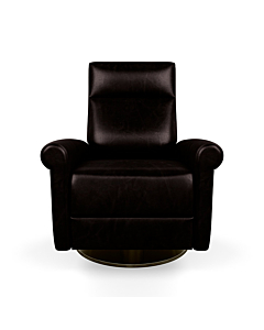 American Leather Ada Recliner, Mont Blanc Leather Upholstered-AL-G-Mont Blanc  Cigar-Natural Walnut