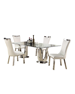 Chintaly Adelle 5-Piece Dining Table Middle Tulip Double Pedestal Finish