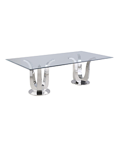 Chintaly Adelle Contemporary Rectangular Glass Dining Table