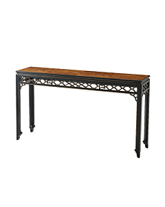 Theodore Alexander Long Hall Burl Console Table