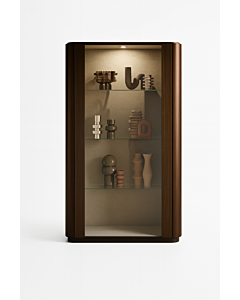 ALF Appia 2-Door Curio – Italian Modern Display Cabinet in Matte Espresso & Termocotto Oak