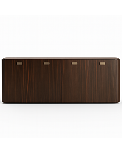 ALF Appia 4-Door Buffet – Italian Modern Display Cabinet in Matte Espresso & Termocotto Oak