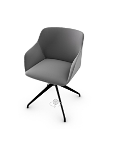 Calligaris Elle Upholstered Armchair With Swivelling And Self Returning Mechanism And Aluminum Base