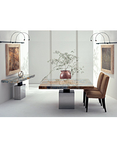 Stone International Athena Dining Table with Thin Beveled Edge