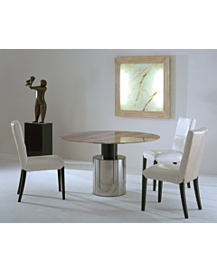 Stone International Athena Round Dining Table with Thin Beveled Edge