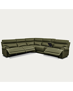 Baron Modular Sofa Set in Olive Green Leather